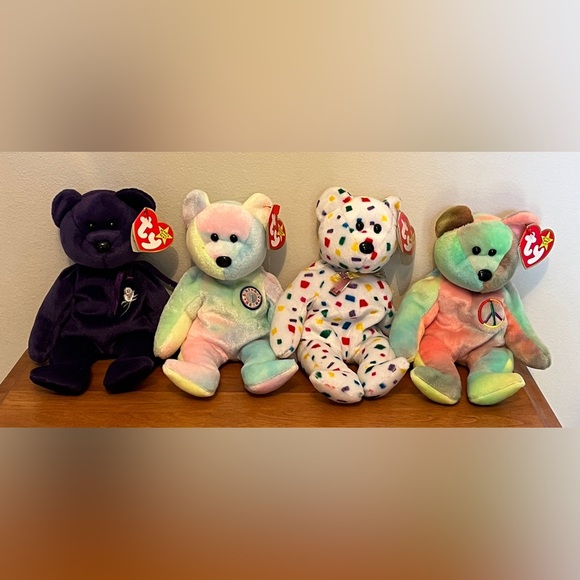 Vintage Ty Beanie Babies Lot of 4 Bears - Princess Diana, TY 2K, Peace, BB Bear - Picture 2 of 16